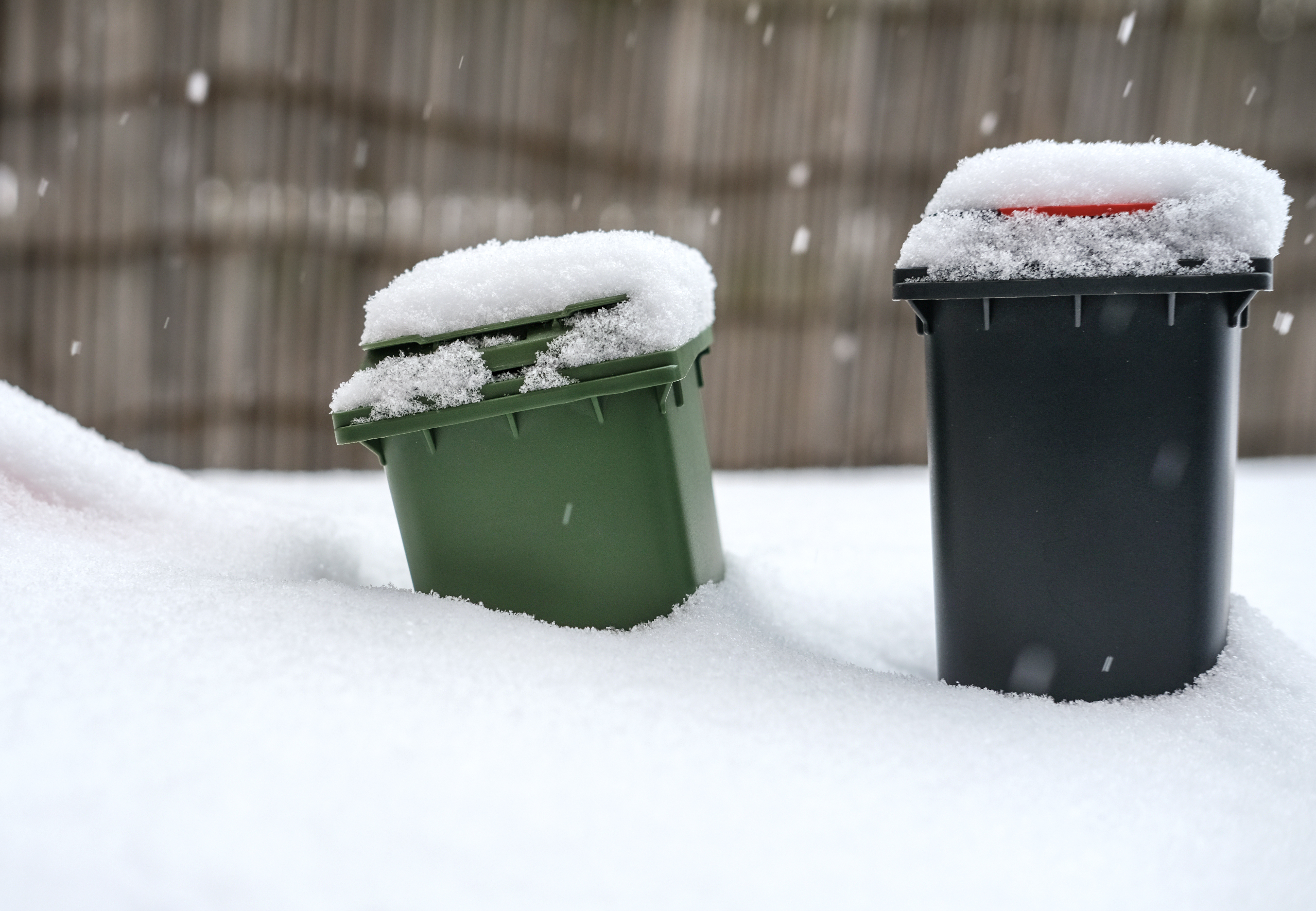 Concept,Problems,With,Garbage,Collection,In,Winter:,Two,Snow-covered,Garbage