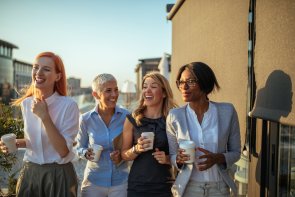 Enjoying coffee with my team