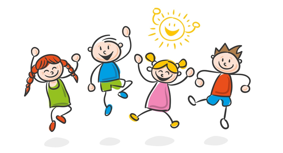 Strichfiguren Kinder bunt lachen Strichfiguren Kinder bunt lachen