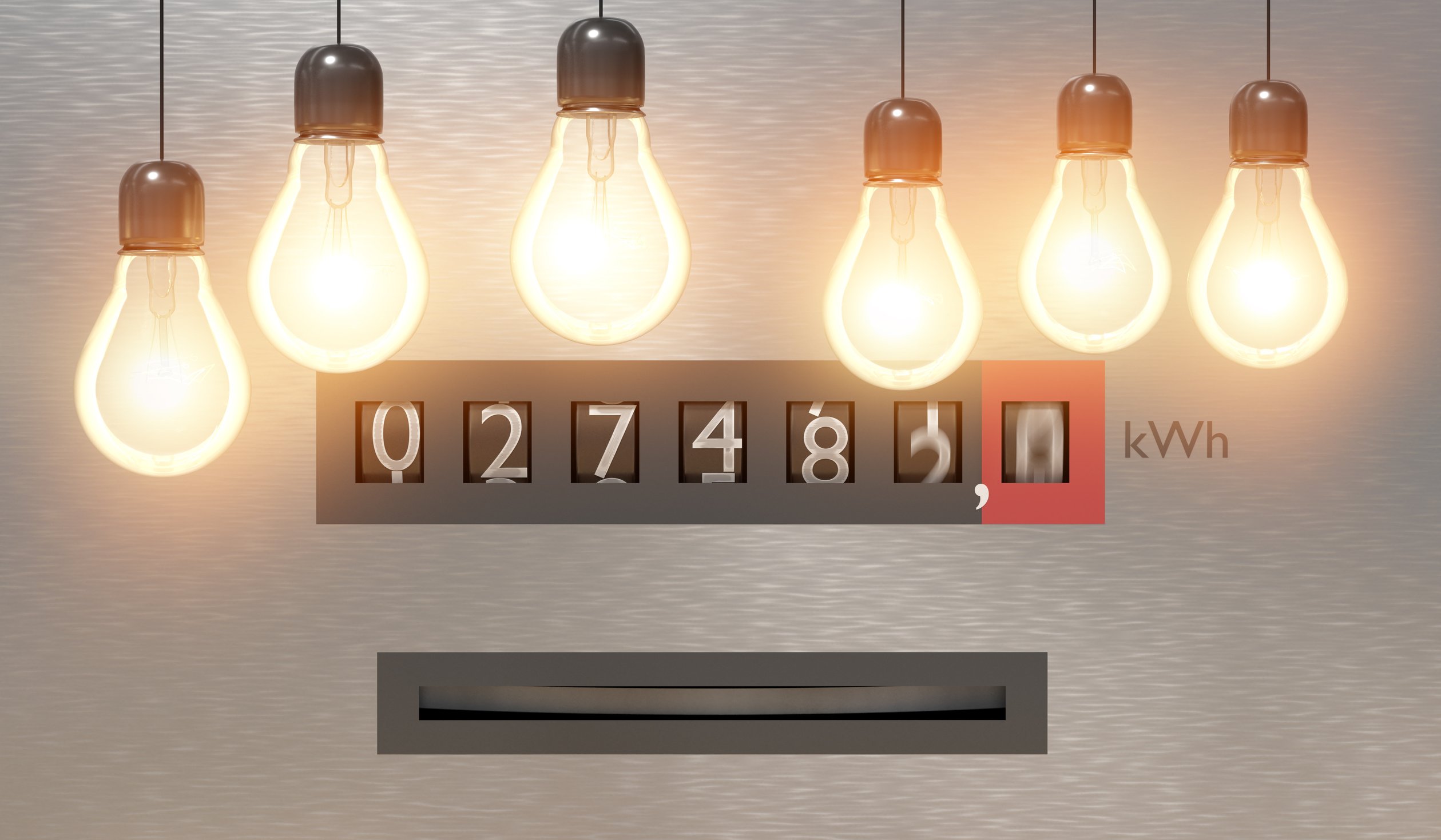 Bild mit Stromzähler und Glühlampen