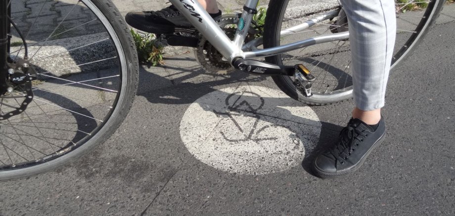 Foto Fahrradpiktogramm vor Lichtsignalanlagen