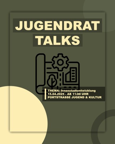 Info-Kachel Jugendrat Talks zum Thema Innenstadtentwicklung