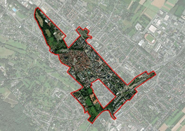 Karte von Oberursel mit dem vorläufigen Fördergebiet