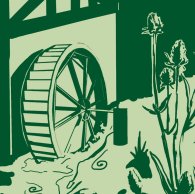 Motiv-Ausschnitt: Mühlrad im Bach