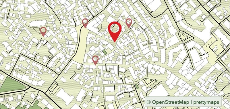 Stadtplan mit markierter Station in der Weidengasse