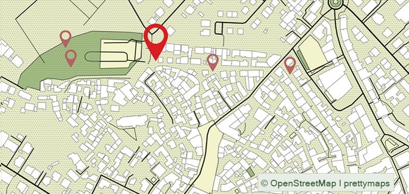 Stadtplan mit markierter Station im Bereich der unteren Bleiche