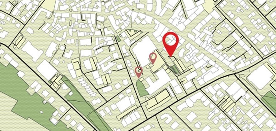 Stadtplan mit Markierungen