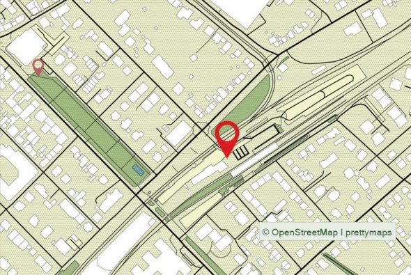 Stadtplan mit den nächsten Stationen des Grünen Weges
