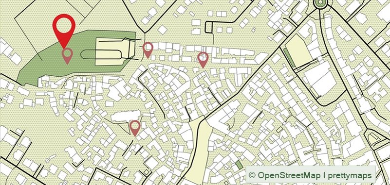Stadtplan mit markierter Station im oberen Bereich der Bleiche