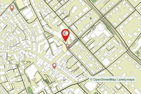 Stadtplan mit den nächsten Stationen des Grünen Weges