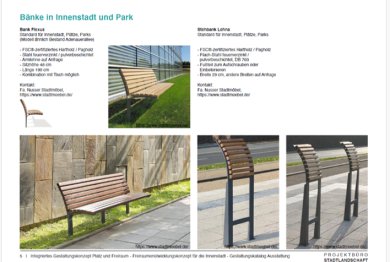 Beispielseite aus dem Ausstattungskatalog mit dem Bankmodell, das auf dem Epinayplatz verwendet wurde. 