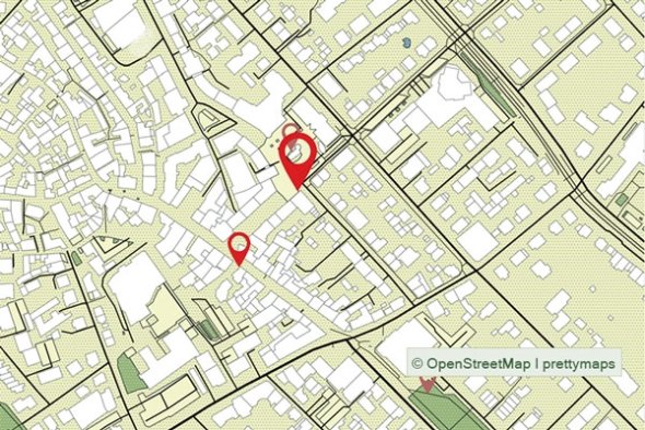Stadtplan mit den nächsten Stationen des Grünen Weges