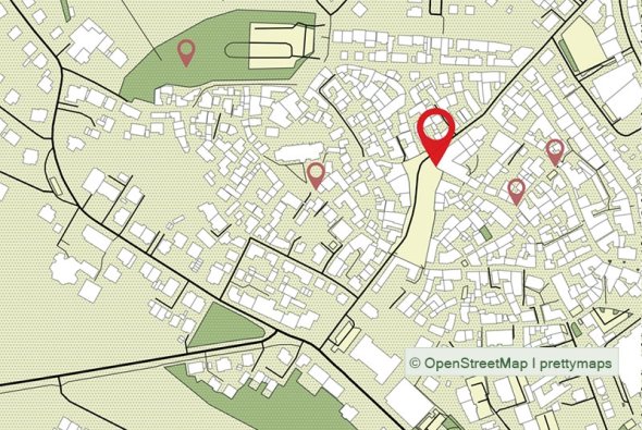 Stadtplan mit den nächsten Stationen des Grünen Weges
