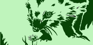 Grüner Weg Stations-Motiv: Igel vor Gänseblümchen