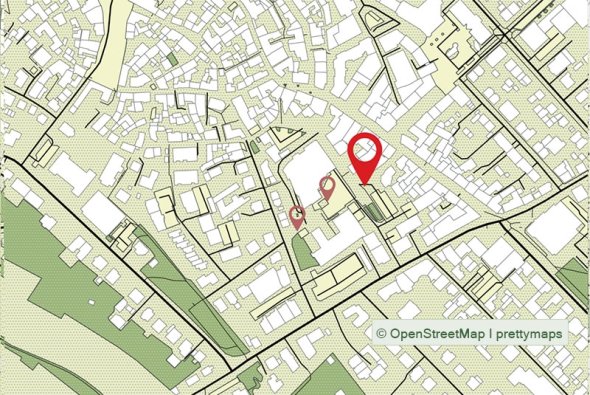 Stadtplan mit den nächsten Stationen des Grünen Weges