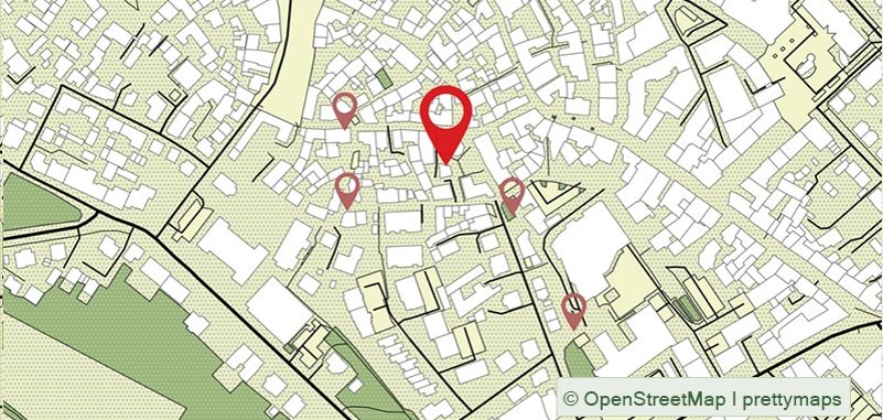 Stadtplan mit markierter Station auf dem Hospitalkirchplatz