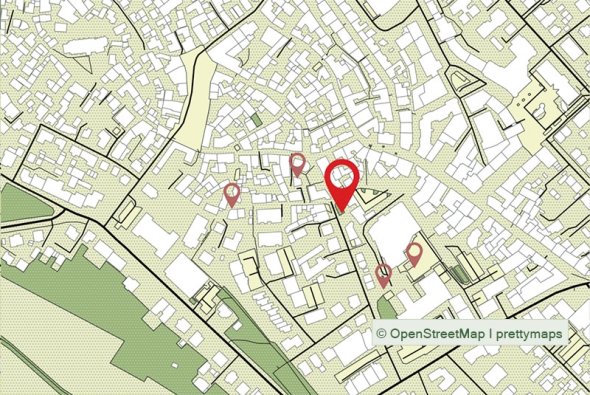 Stadtplan mit den nächsten Stationen des Grünen Weges