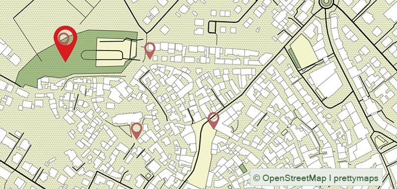Stadtplan mit markierter Station im oberen Bereich der Bleiche