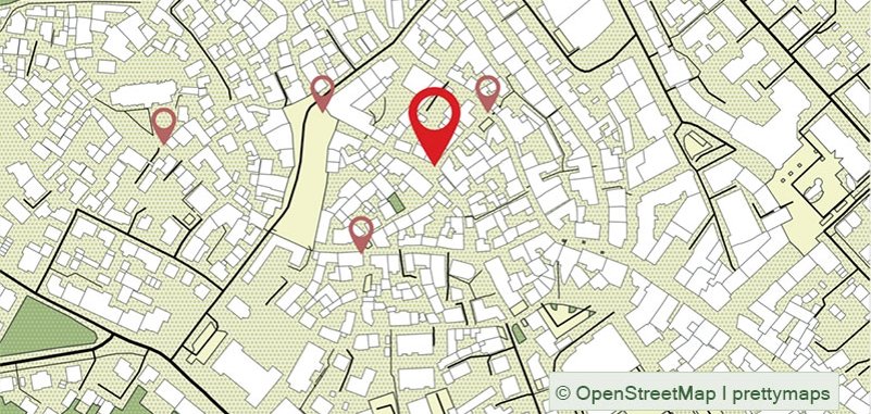 Stadtplan mit markierter Station in der Weidengasse
